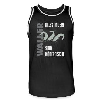 Wels fischen Kampf mit dem starken Wels - Männer Basketball-Trikot - Schwarz/Weiß - Vorne - AI Model Male 185 dark (185cm)