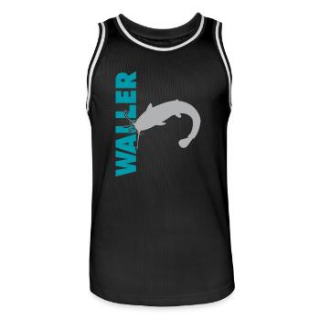 Wels fischen Kampf mit dem starken Wels - Männer Basketball-Trikot - Schwarz/Weiß - Vorne - AI Model Male 185 dark (185cm)