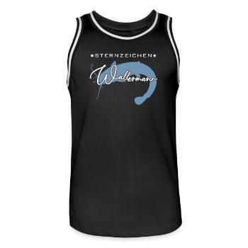 Sternzeichen Wallermann lustiger Wallerspruch Wels - Männer Basketball-Trikot - Schwarz/Weiß - Vorne - AI Model Male 185 dark (185cm)