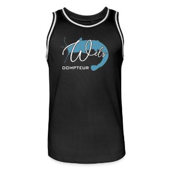 Welsdompteur Welsflüsterer Welsangler - Männer Basketball-Trikot - Schwarz/Weiß - Vorne - AI Model Male 185 dark (185cm)