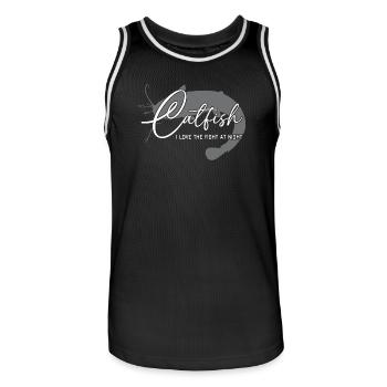 Wels Waller angeln Sportfischen Flussmonster - Männer Basketball-Trikot - Schwarz/Weiß - Vorne - AI Model Male 185 dark (185cm)