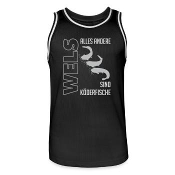 Wels angeln Waller fischen Sportfischen auf Wels - Männer Basketball-Trikot - Schwarz/Weiß - Vorne - AI Model Male 185 dark (185cm)