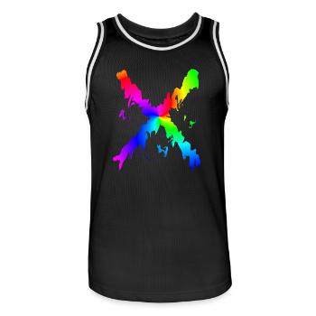 X Desing regenbogen - Männer Basketball-Trikot - Schwarz/Weiß - Vorne - AI Model Male 185 dark (185cm)