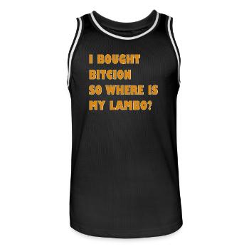 Krypto Meme: Wo ist mein Lambo? - Männer Basketball-Trikot - Schwarz/Weiß - Vorne - AI Model Male 185 dark (185cm)