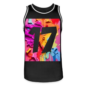 NON. 17 NUMÉRO 17 COLORÉ 17E ANNIVERSAIRE - Maillot de basket Homme - noir/blanc - Devant - AI Model Male 185 dark (185cm)