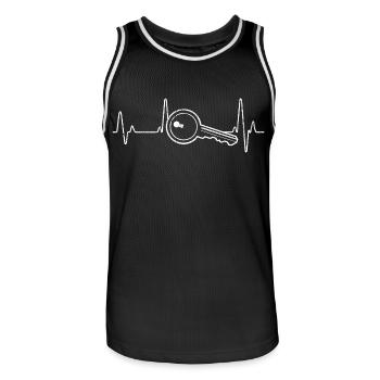 Clé ECG coeur serrurier cadeau - Maillot de basket Homme - noir/blanc - Devant - AI Model Male 185 dark (185cm)