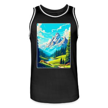 Alpes bavaroises Allemagne Affiche de voyage vintage WPA - Maillot de basket Homme - noir/blanc - Devant - AI Model Male 185 dark (185cm)