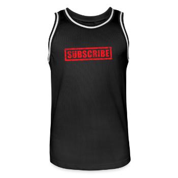 Grunge-Stempel abonnieren - Männer Basketball-Trikot - Schwarz/Weiß - Vorne - AI Model Male 185 dark (185cm)