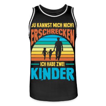 Papa 2 Kinder Geschenk Spruch Vater Geburtstag - Männer Basketball-Trikot - Schwarz/Weiß - Vorne - AI Model Male 185 dark (185cm)