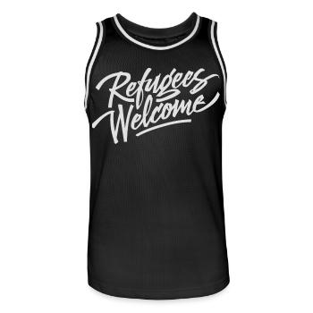 Refugees Welcome - Männer Basketball-Trikot - Schwarz/Weiß - Vorne - AI Model Male 185 dark (185cm)