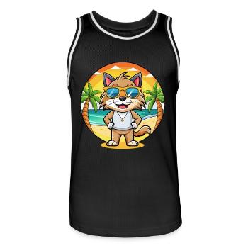 Lynx Lustige Cartoon Sommer Strand Sonnenbrille - Männer Basketball-Trikot - Schwarz/Weiß - Vorne - AI Model Male 185 dark (185cm)