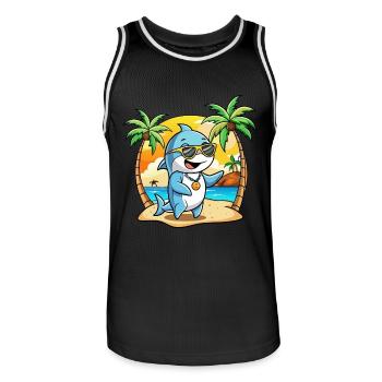 Delphin Lustige Cartoon Sommer Strand Sonnenbrille - Männer Basketball-Trikot - Schwarz/Weiß - Vorne - AI Model Male 185 dark (185cm)