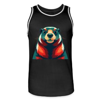 Murmeltier Zeichentrickfigur Buntes Haustier Tier - Männer Basketball-Trikot - Schwarz/Weiß - Vorne - AI Model Male 185 dark (185cm)