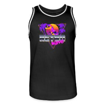 Synthwave Dinosaur - Men's Basketball Jersey - black/white - Front - AI Model Male 185 dark (185cm)