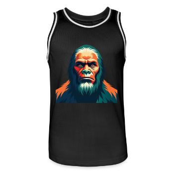 Big Foot Cartoon Figur Buntes Haustier Tier - Männer Basketball-Trikot - Schwarz/Weiß - Vorne - AI Model Male 185 dark (185cm)