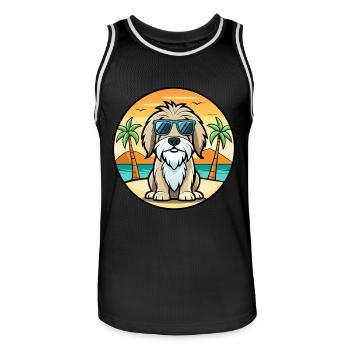 Spinoni Italiani Hunderasse Cartoon Sonnenbrille Strand - Männer Basketball-Trikot - Schwarz/Weiß - Vorne - AI Model Male 185 dark (185cm)