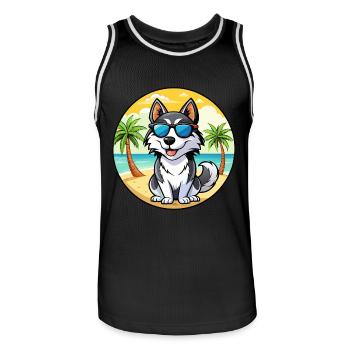 Siberian Husky Hunderasse Cartoon Sonnenbrille Strand - Männer Basketball-Trikot - Schwarz/Weiß - Vorne - AI Model Male 185 dark (185cm)