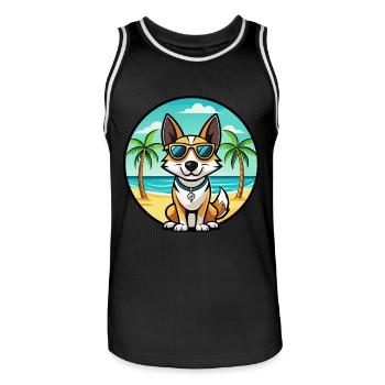 Spielzeug Foxterrier Hund Rasse Cartoon Sonnenbrille Strand - Männer Basketball-Trikot - Schwarz/Weiß - Vorne - AI Model Male 185 dark (185cm)