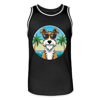 Draht Foxterrier Hunderasse Cartoon Sonnenbrille Strand - Männer Basketball-Trikot - Schwarz/Weiß - Vorne - AI Model Male 185 dark (185cm)