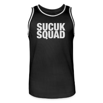 T-shirt Sucuk Squad drôle dire - Maillot de basket Homme - noir/blanc - Devant - AI Model Male 185 dark (185cm)