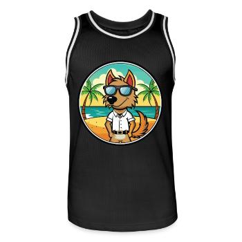 Polnische Jagdhunderasse Cartoon Sonnenbrille Strand - Männer Basketball-Trikot - Schwarz/Weiß - Vorne - AI Model Male 185 dark (185cm)
