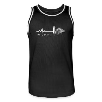 merry christmas heartbeat tree - Männer Basketball-Trikot - Schwarz/Weiß - Vorne - AI Model Male 185 dark (185cm)