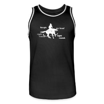  Cowboy Silhouette - Reining Pferd - Männer Basketball-Trikot - Schwarz/Weiß - Vorne - AI Model Male 185 dark (185cm)