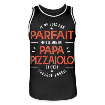 Papa Pizzaiolo Cadeau drôle pour amateur de pizza - Maillot de basket Homme - noir/blanc - Devant - AI Model Male 185 dark (185cm)