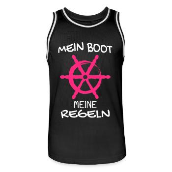 Kapitän Mein Boot Meine Regeln Geschenk - Männer Basketball-Trikot - Schwarz/Weiß - Vorne - AI Model Male 185 dark (185cm)