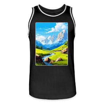 Parc national des Picos de Europa Espagne Affiche de voyage - Maillot de basket Homme - noir/blanc - Devant - AI Model Male 185 dark (185cm)
