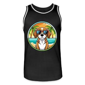 Beagle Harrier Hunderasse Cartoon Sonnenbrille Strand - Männer Basketball-Trikot - Schwarz/Weiß - Vorne - AI Model Male 185 dark (185cm)