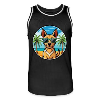 Andalusischer Windhund Rasse Cartoon Sonnenbrille Strand - Männer Basketball-Trikot - Schwarz/Weiß - Vorne - AI Model Male 185 dark (185cm)