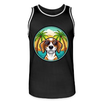 Treeing Walker Coonhound Hunderasse Cartoon Strand - Männer Basketball-Trikot - Schwarz/Weiß - Vorne - AI Model Male 185 dark (185cm)