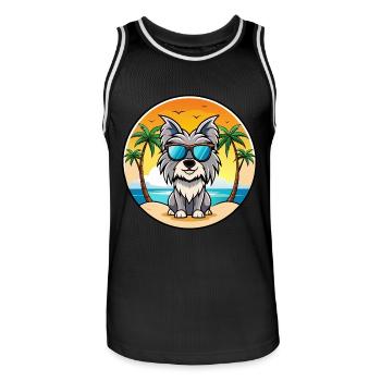 Skye Terrier Hunderasse Cartoon Sonnenbrille Strand - Männer Basketball-Trikot - Schwarz/Weiß - Vorne - AI Model Male 185 dark (185cm)