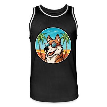 Russischer Jagdhund Rasse Cartoon Sonnenbrille Strand - Männer Basketball-Trikot - Schwarz/Weiß - Vorne - AI Model Male 185 dark (185cm)