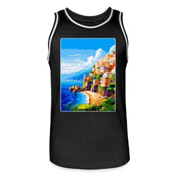 Amalfi Italien Vintage Reiseposter WPA Souvenir - Männer Basketball-Trikot - Schwarz/Weiß - Vorne - AI Model Male 185 dark (185cm)
