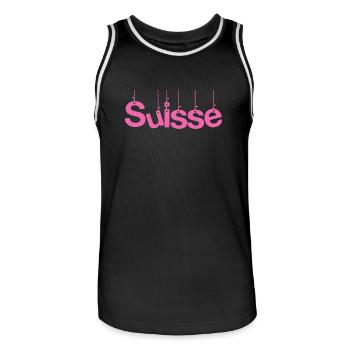 SUISSE. PAYS. GENEVE. SUISSE. HUMOUR - Maillot de basket Homme - noir/blanc - Devant - AI Model Male 185 dark (185cm)
