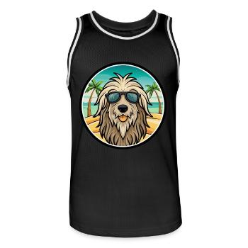Bergamasco Chien Race Dessin Animé Lunettes De Soleil Plage - Maillot de basket Homme - noir/blanc - Devant - AI Model Male 185 dark (185cm)