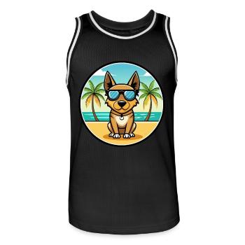 Lancashire Heeler Hunderasse Cartoon Sonnenbrille Strand - Männer Basketball-Trikot - Schwarz/Weiß - Vorne - AI Model Male 185 dark (185cm)
