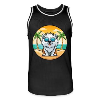 Himalaya Schäferhund Rasse Cartoon Sonnenbrille Strand - Männer Basketball-Trikot - Schwarz/Weiß - Vorne - AI Model Male 185 dark (185cm)