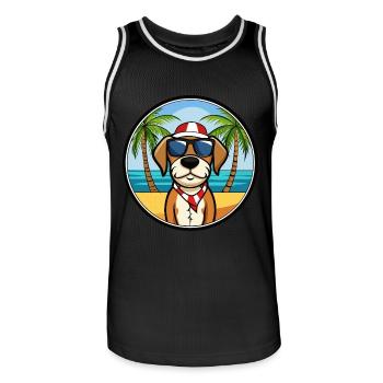 Französische Tricolor Hound Rasse Cartoon Sonnenbrille - Männer Basketball-Trikot - Schwarz/Weiß - Vorne - AI Model Male 185 dark (185cm)