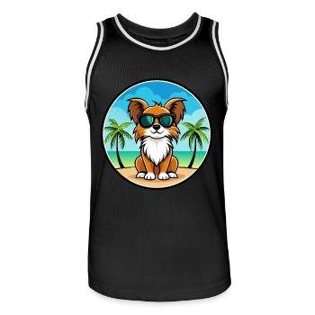 Englische Spielzeug Spaniel Hund Rasse Cartoon Sonnenbrille - Männer Basketball-Trikot - Schwarz/Weiß - Vorne - AI Model Male 185 dark (185cm)