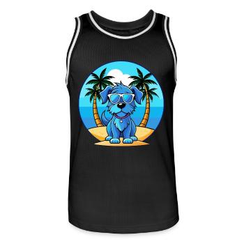 Blaue Picardie Spaniel Hund Rasse Cartoon Sonnenbrille - Männer Basketball-Trikot - Schwarz/Weiß - Vorne - AI Model Male 185 dark (185cm)