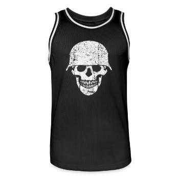 Schädelhelm / Schädelperlen - Männer Basketball-Trikot - Schwarz/Weiß - Vorne - AI Model Male 185 dark (185cm)