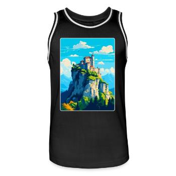 San Marino Vintage Reise Poster Souvenir Souvenir - Männer Basketball-Trikot - Schwarz/Weiß - Vorne - AI Model Male 185 dark (185cm)
