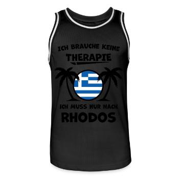 Rhodos Griechenland – Urlaub & Erinnerungen - Männer Basketball-Trikot - Schwarz/Weiß - Vorne - AI Model Male 185 dark (185cm)