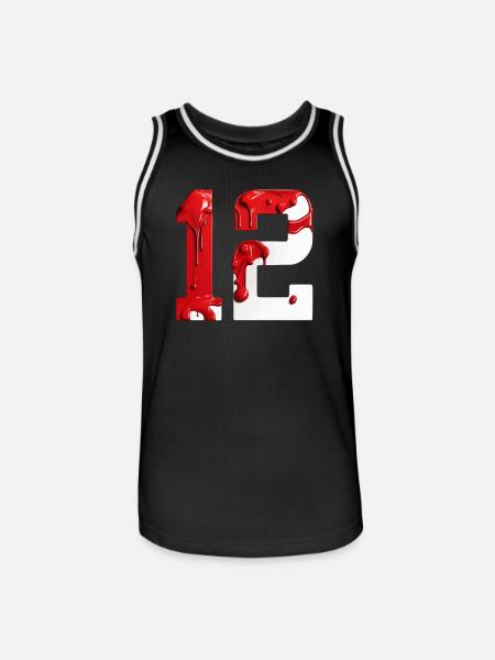 NR. 12 NUMMER 12 ROT WEIß 12. GEBURTSTAG - Männer Basketball-Trikot - Schwarz/Weiß