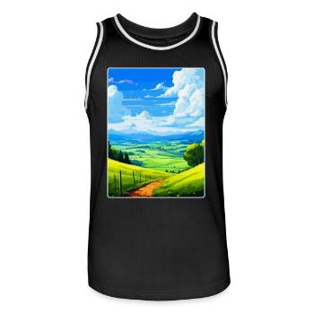 Bergisches Land Deutschland Vintage Reiseposter WPA - Männer Basketball-Trikot - Schwarz/Weiß - Vorne - AI Model Male 185 dark (185cm)