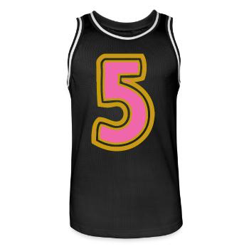 5. 5 ANS. 5e ANNIVERSAIRE. ANNIVERSAIRE 5 ANS - Maillot de basket Homme - noir/blanc - Devant - AI Model Male 185 dark (185cm)