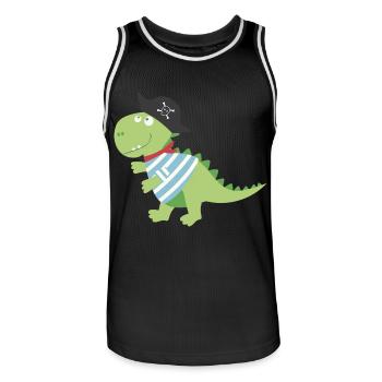 Dino Pirat Piratenkostüm Halloween Karneval Jungen - Männer Basketball-Trikot - Schwarz/Weiß - Vorne - AI Model Male 185 dark (185cm)